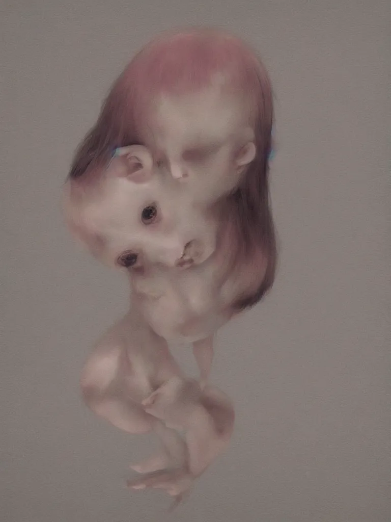 Image similar to cute, yet also unsettling and sinister neo - pop fine art figurative fine art painting by yoshitomo nara in an aesthetically pleasing natural and pastel color tones