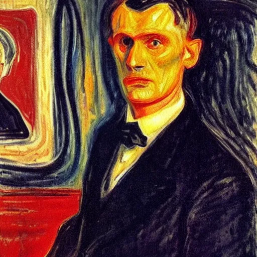 Image similar to Portrait of Edvard Munch by Edvard Munch, oil painting, masterpiece