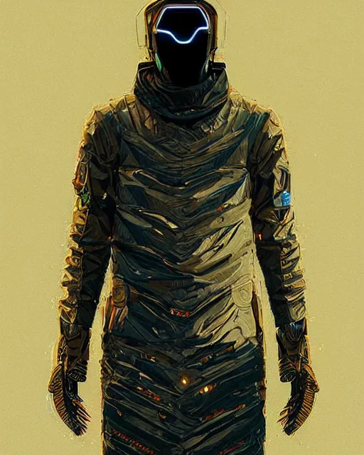 Prompt: detailed portrait atreides cyberpunk futuristic reflective coats decorated with traditional dune ornaments by ismail inceoglu dra