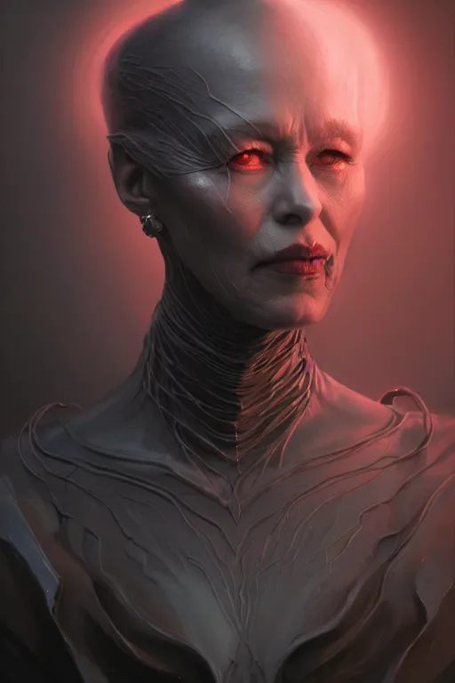 Image similar to a portrait of the queen of darkness, illustration, soft lighting, soft details, dark mood, painting oil on canvas by Wayne Barlowe octane render trending on artstation d&d characters, 4k, 8k, HD