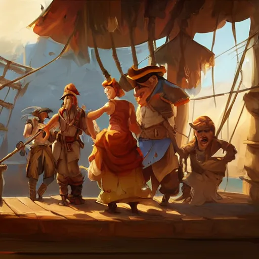 Prompt: Pirates in a tavern, cgsociety, fantasy art, 2d game art, concept art , ambient occlusion, bokeh, behance hd , concept art by Jesper Ejsing, by RHADS, Makoto Shinkai ,Cyril Rolando, face of characters by artgem and Greg rutkowski