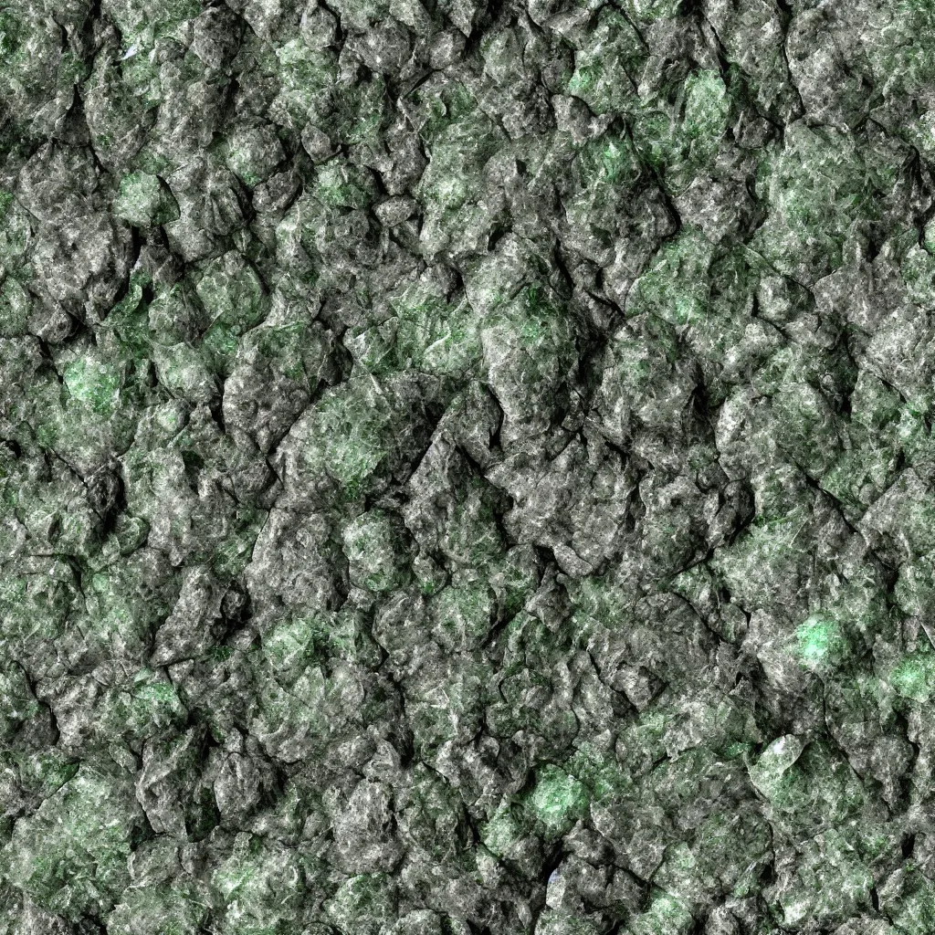 Image similar to long green crystals sticking out of the rock surface, detailed ground terrain albedo texture, flat, 2 d texture, seamless