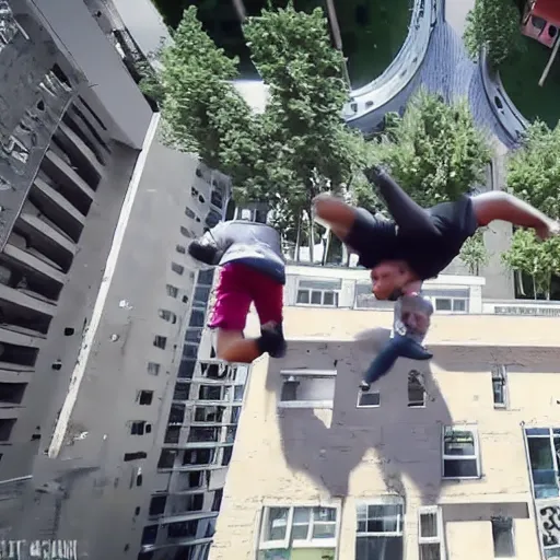 Image similar to parkour fail, falling from high building pov