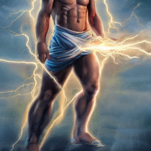 Prompt: benjamin netanyahu as a greek god of lightning, shooting lightning bolts, highly detailed, ultra clear, by artgerm and greg rutkowski