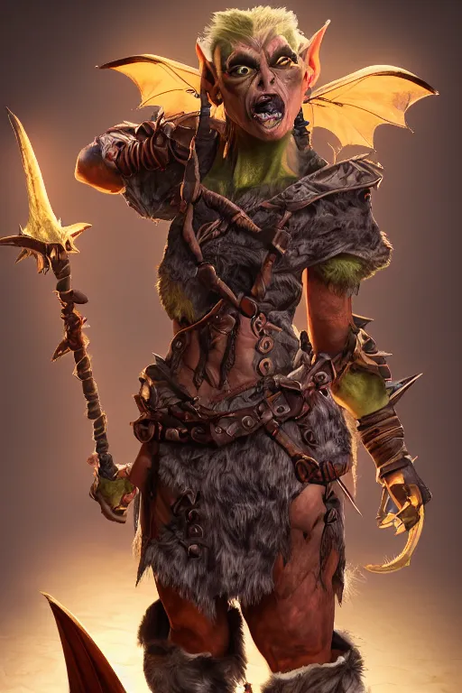 Image similar to a female DND goblin, high resolution film still, 8k, HDR colors, cosplay, studio lighting