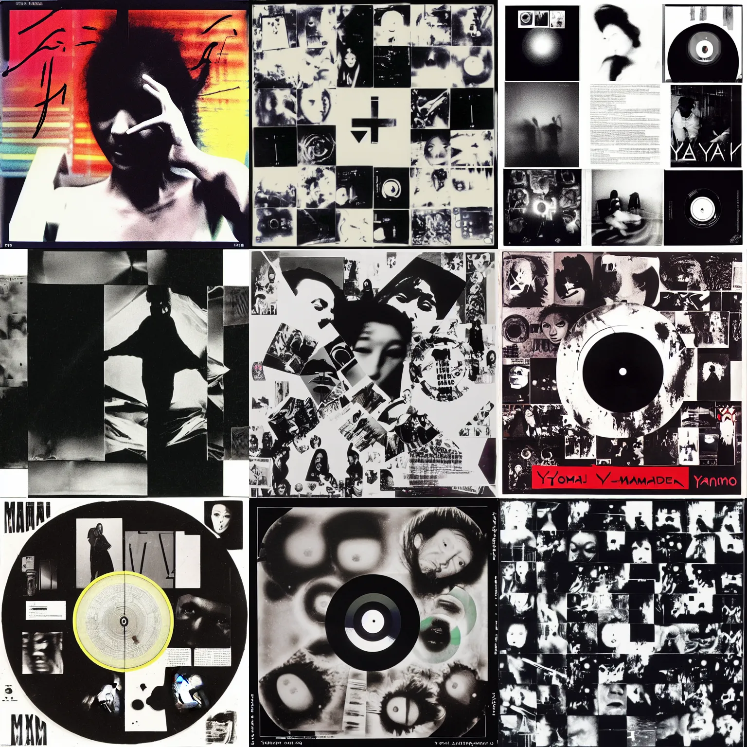 Prompt: Album art for an experimental club music album, by Yohji Yamamoto, Michael Mann, Maya Deren, Nam June Paik