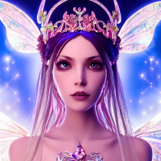 Image similar to portrait of fairy princess, glowing, ornate and intricate jewelry, jaw dropping beauty, glowing background lighting, white accent lighting, fairy tale, hyper detailed, 4 k octane render