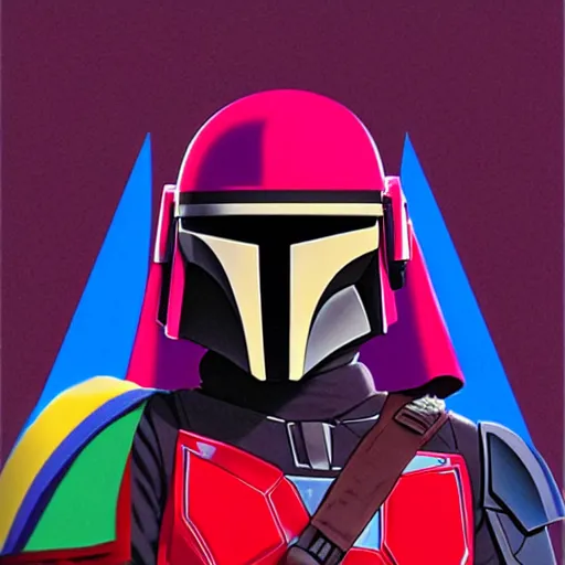 Prompt: the mandalorian wearing a pride flag cape by ilya kuvshinov katsuhiro otomo