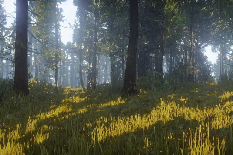 Image similar to An yellow ipe forest in Red Dead Redemption 2