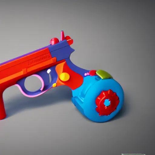 Prompt: product photo of the baby toy from fisher price baby's first handgun, octane render, unreal engine 5, light transport simulation