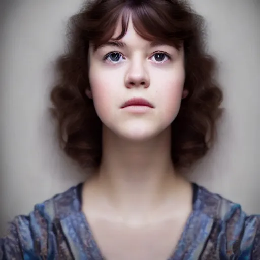 Prompt: a masterpiece portrait photo of a beautiful young woman who looks like a small mary elizabeth winstead, symmetrical face