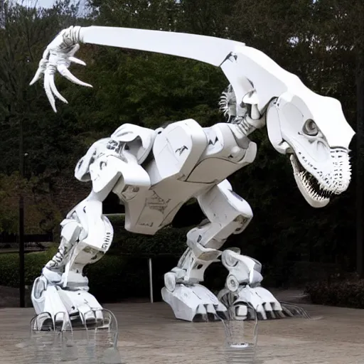 Image similar to white robot tyrannosaurus rex designed by apple