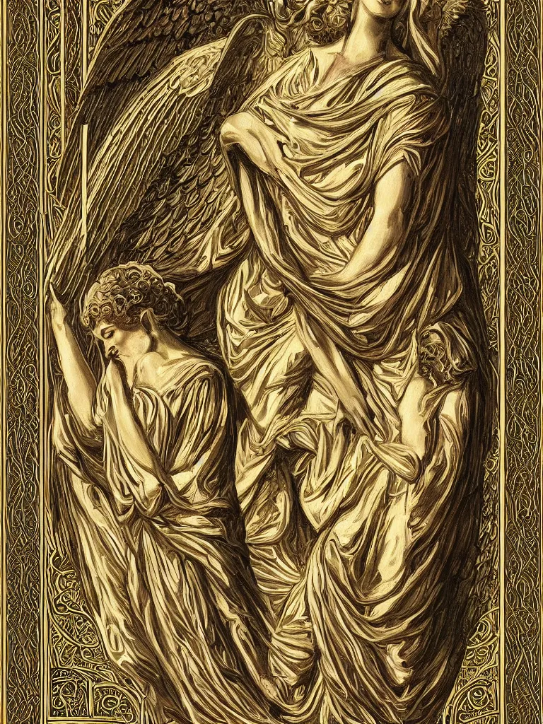 Prompt: a digital painting of Biblically accurate angels, art deco, intricate, filigree