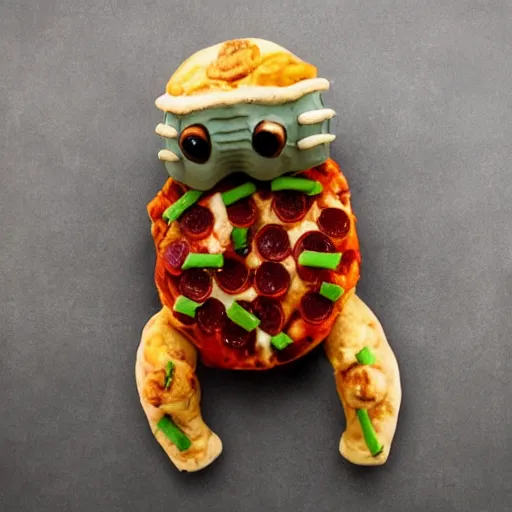 Image similar to tardigrade made of pizza