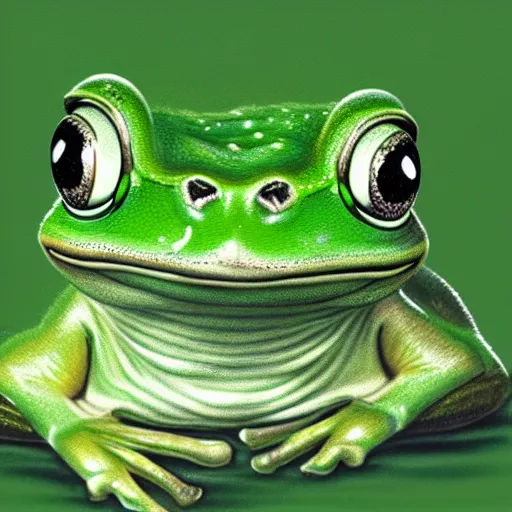 Image similar to cute pepe anthro green frog, hyper realistic, photorealistic, award winning 8 k