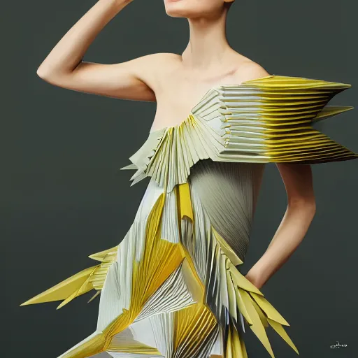3 / 4 view of a beautiful girl wearing an origami | Stable Diffusion ...