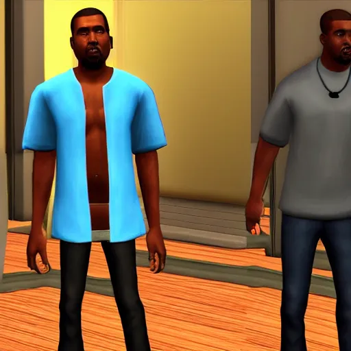 Prompt: Kanye West in The Sims 3