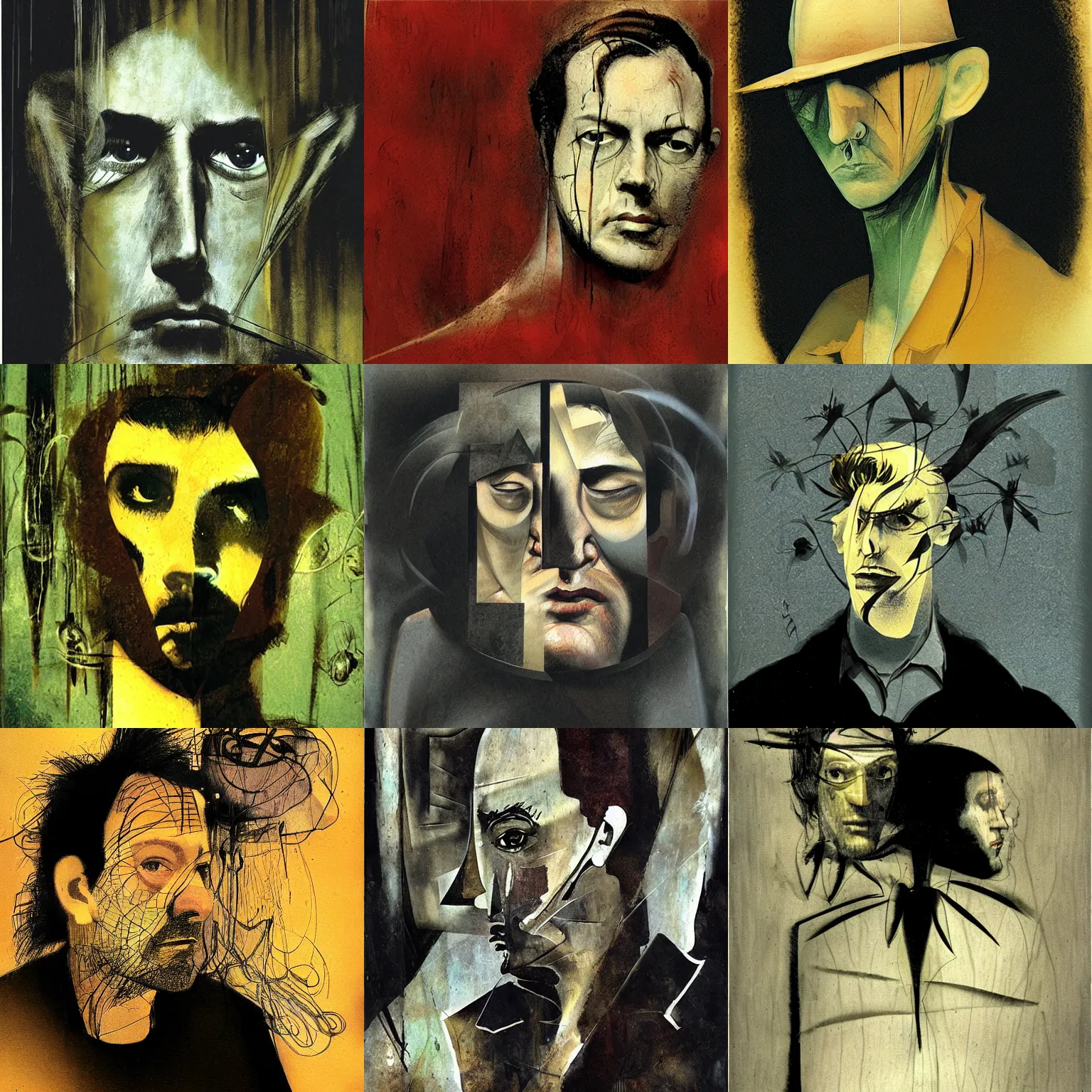 Prompt: self portrait, by dave mckean