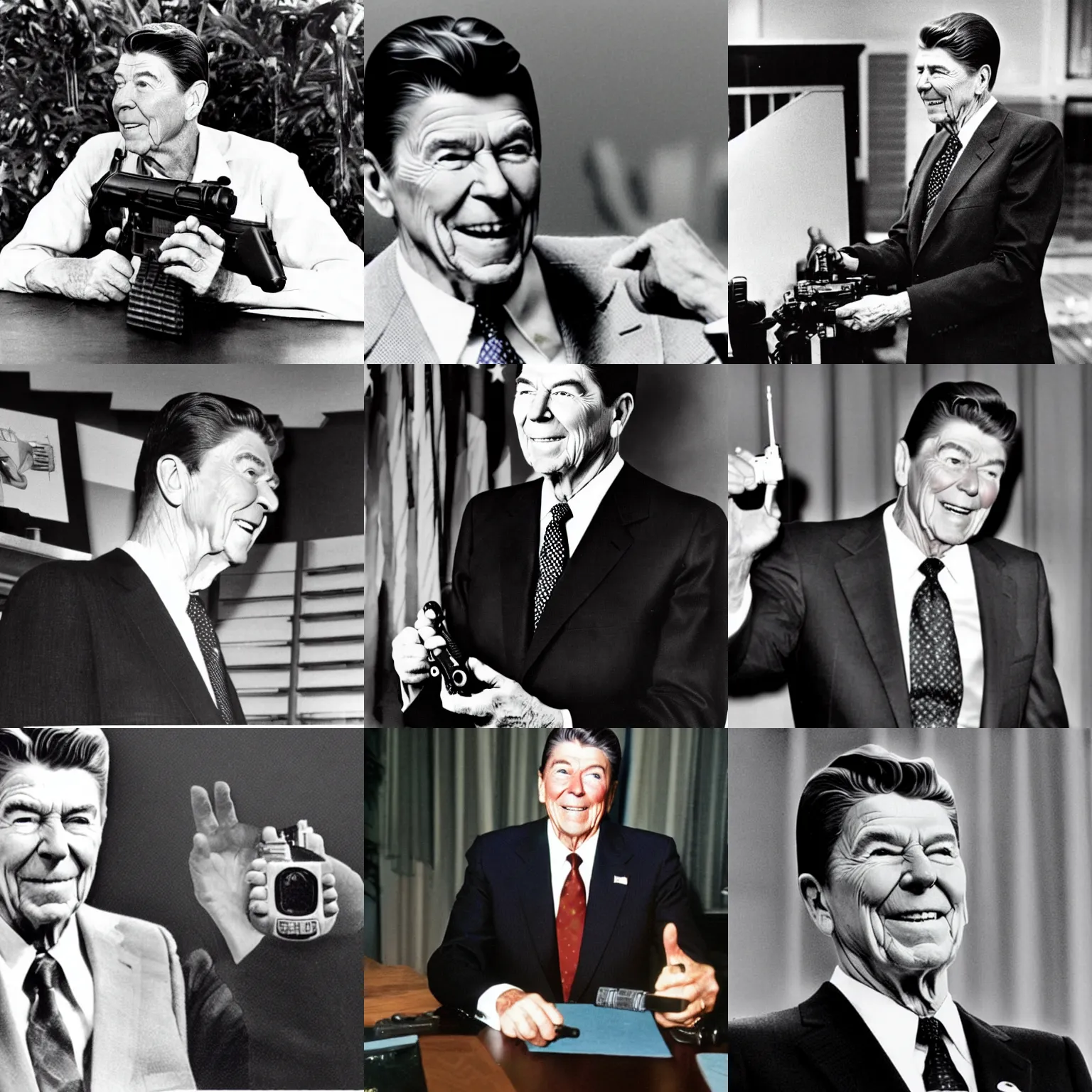 Prompt: ronald reagan with a ronald ray gun