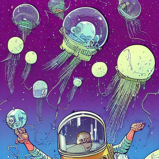 Image similar to space jellyfish by geoff darrow