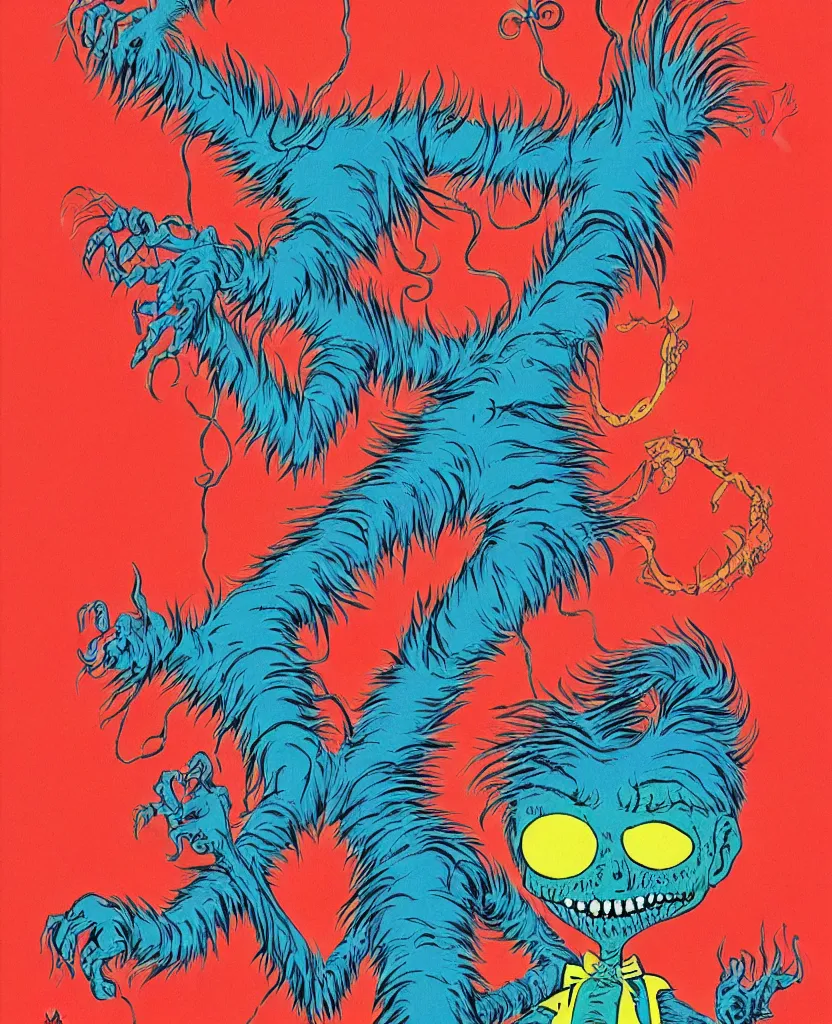 Image similar to childrens book cover for Nightmare on Elm street by Dr Seuss, dr. Seuss art, childrens book, illustration, detailed