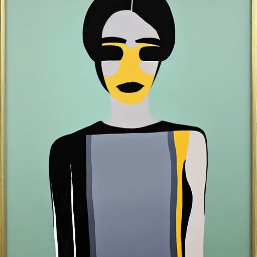 Prompt: Gary Hume painting, female portrait, chic colours