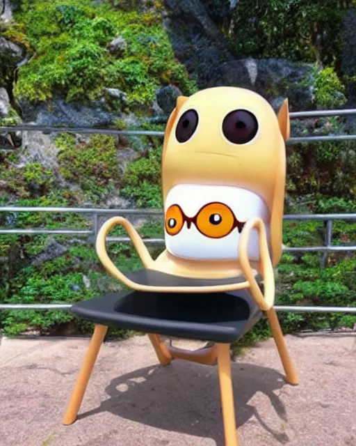 Image similar to an antropomorphic chair, digital art by studio ghibli, googly eyes, cute, anime artstyle