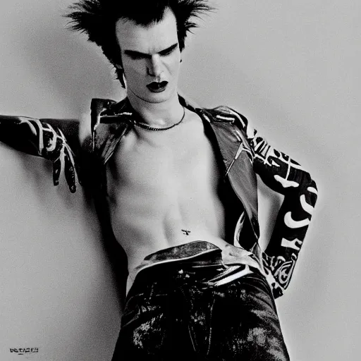 Prompt: sid vicious, vman magazine, fashion photography