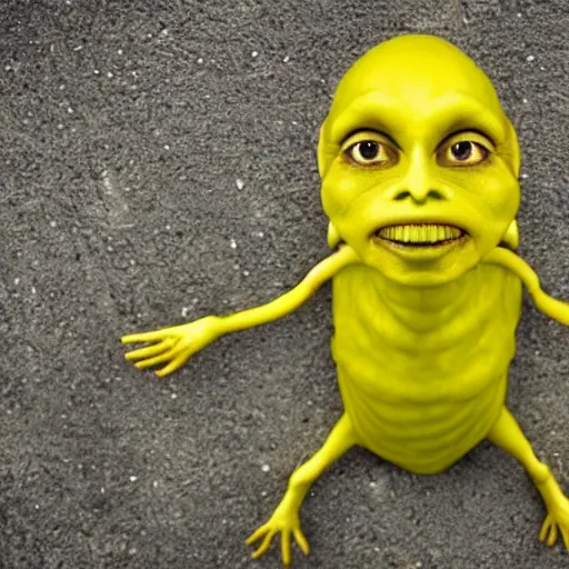 Prompt: a photo of a yellow alien