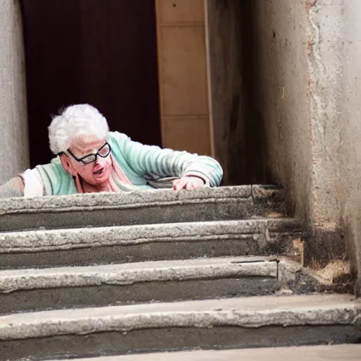 Image similar to old woman falling down the stairs