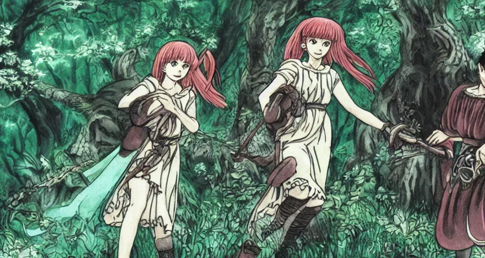 Image similar to Enchanted and magic forest, from Berserk