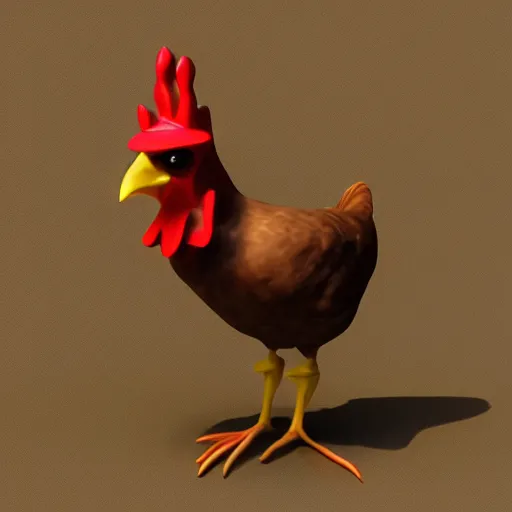 Prompt: a high quality photo of a chicken wearing a suit, 8k, artstation