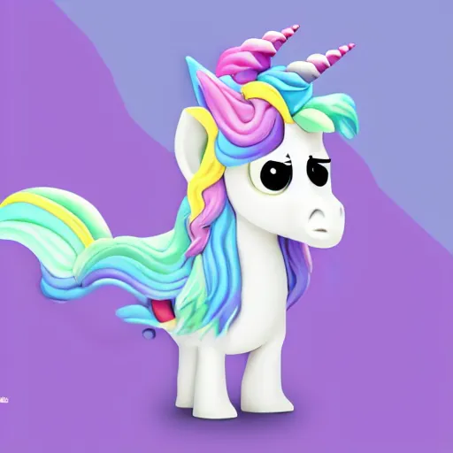 Image similar to an unicorn as a pixar character, high details