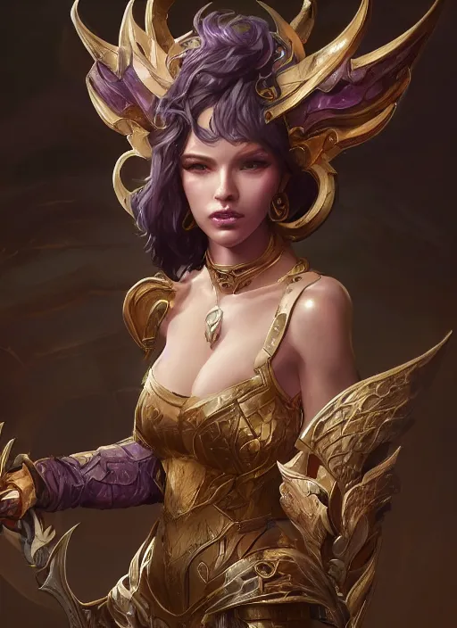 Image similar to evelyn, from league of legends, au naturel, hyper detailed, digital art, trending in artstation, cinematic lighting, studio quality, smooth render, unreal engine 5 rendered, octane rendered, art style by klimt and nixeu and ian sprigger and wlop and krenz cushart