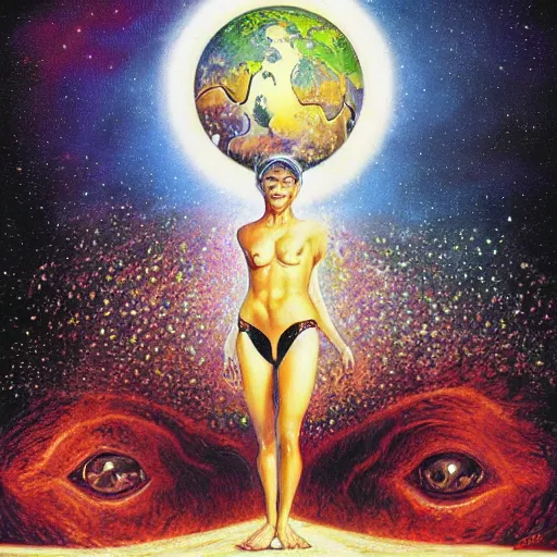 Image similar to let go of all your preconceptions and feel the truth inside of you, that goes deeper than language, personality and the idea that we have of who we think we are by Ron Walotsky, Bruce Penningtonn and Godmachine