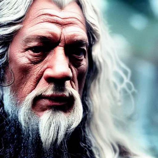 Image similar to film still of gandalf starring as the hulk, videogame still, portrait, 4 0 mm lens, shallow depth of field, close up, split lighting, cinematic