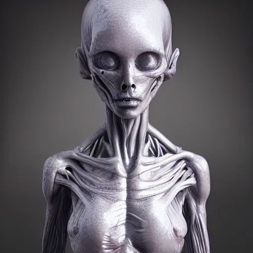 Image similar to a wet alien girl, perfect anatomical body, voluminous, high quality render, photorealistic digital painting, 3 d sculpture