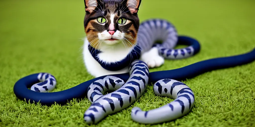 Image similar to cat in costume of snake