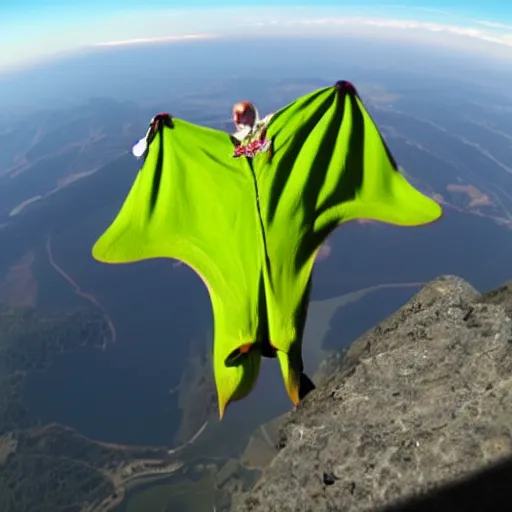 Image similar to a photo of a frog with a wingsuit