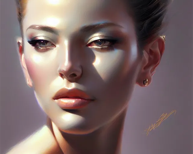 Image similar to a ultradetailed beautiful portrait panting of a stylish woman made of chrome, chrome, oil painting, by hajime sorayama, greg rutkowski and makoto shinkai, trending on artstation