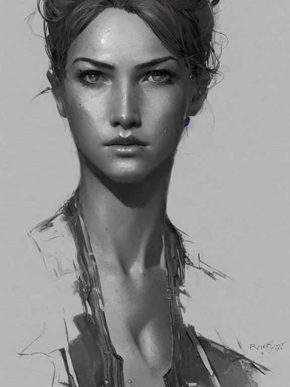 Prompt: portrait pencil sketch of a young female fallout 4 character, art by ryo shiotani and greg rutkowski, intricate, beautiful, cute, cinematic lighting, vintage art by serge ivanoff