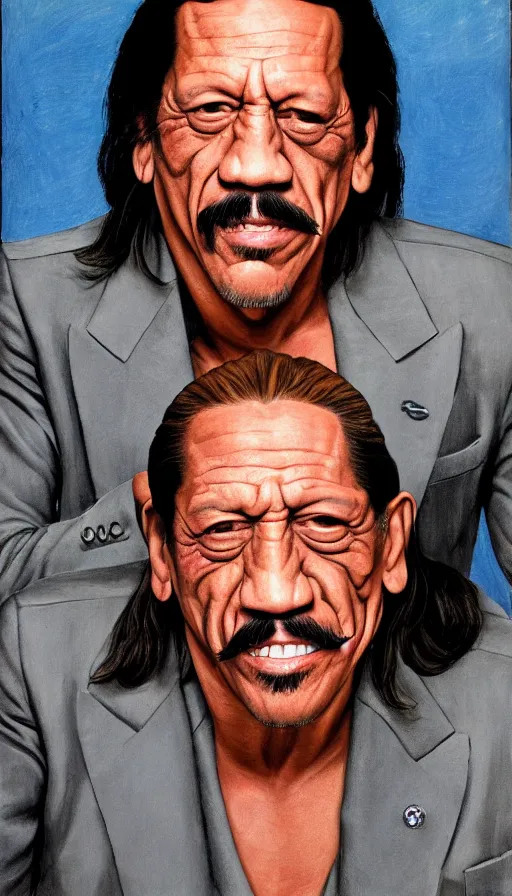 Image similar to danny trejo in a leisure suit. portrait by jean giraud and anton otto fischer