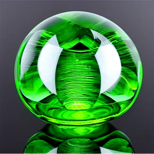 Prompt: Green Intricate Elaborate Realistic Glossy Materia Glass Crystal Sphere