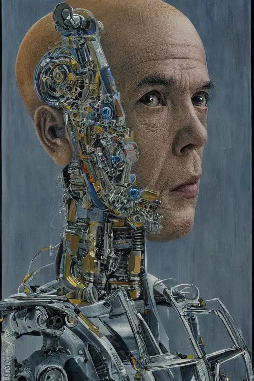 Image similar to robot monk painting a self - portrait on a canvas. intricate, highly detailed, photorealistic, film still, by christopher doyle.