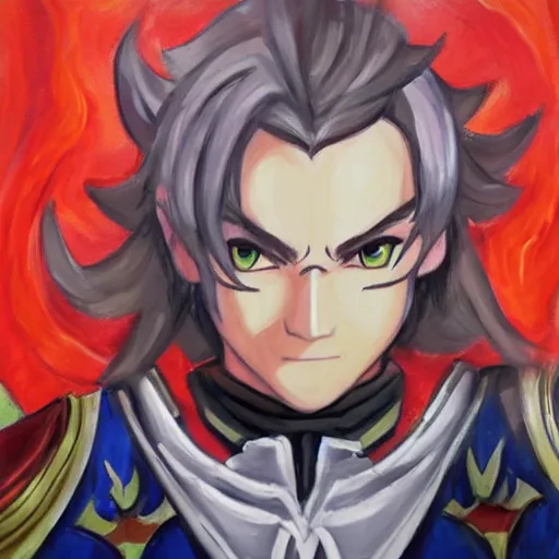 Image similar to expressive oil painting of xander from fire emblem fates