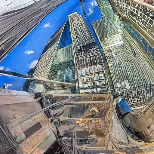 Prompt: sole of a boot about to step down, worms view, looking up, times square, sun spot, fisheye, hyperrealistic