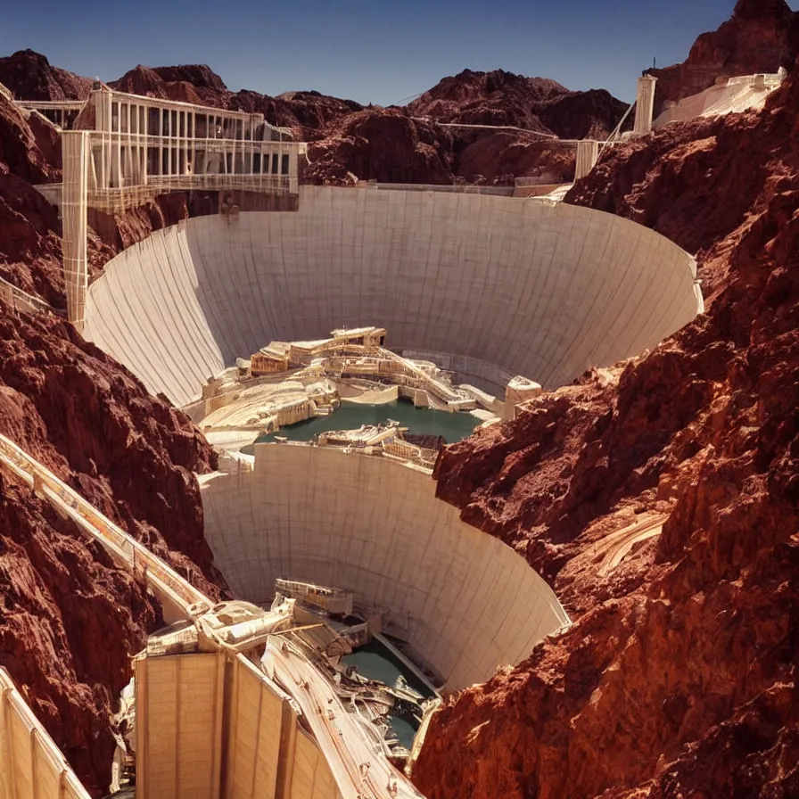 Prompt: “ultra realistic wooden hoover dam made of wood light rays”