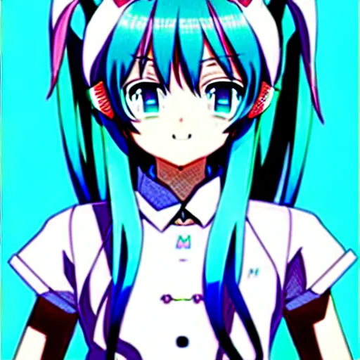 Image similar to hatsune miku v 4 in full growth, anime art, by ixima