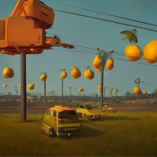 Image similar to “the existence of lemons by Simon Stalenhag, trending on artstation, 8k, octane rendered, highly detailed”