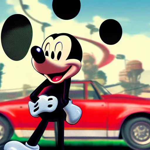 Prompt: mickey mouse gta 5 art